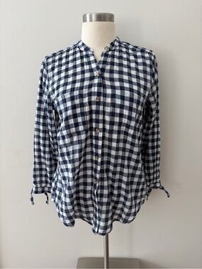 Abercrombie & Fitch Navy White Gingham Button-Up Blouse S Cottagecore Western